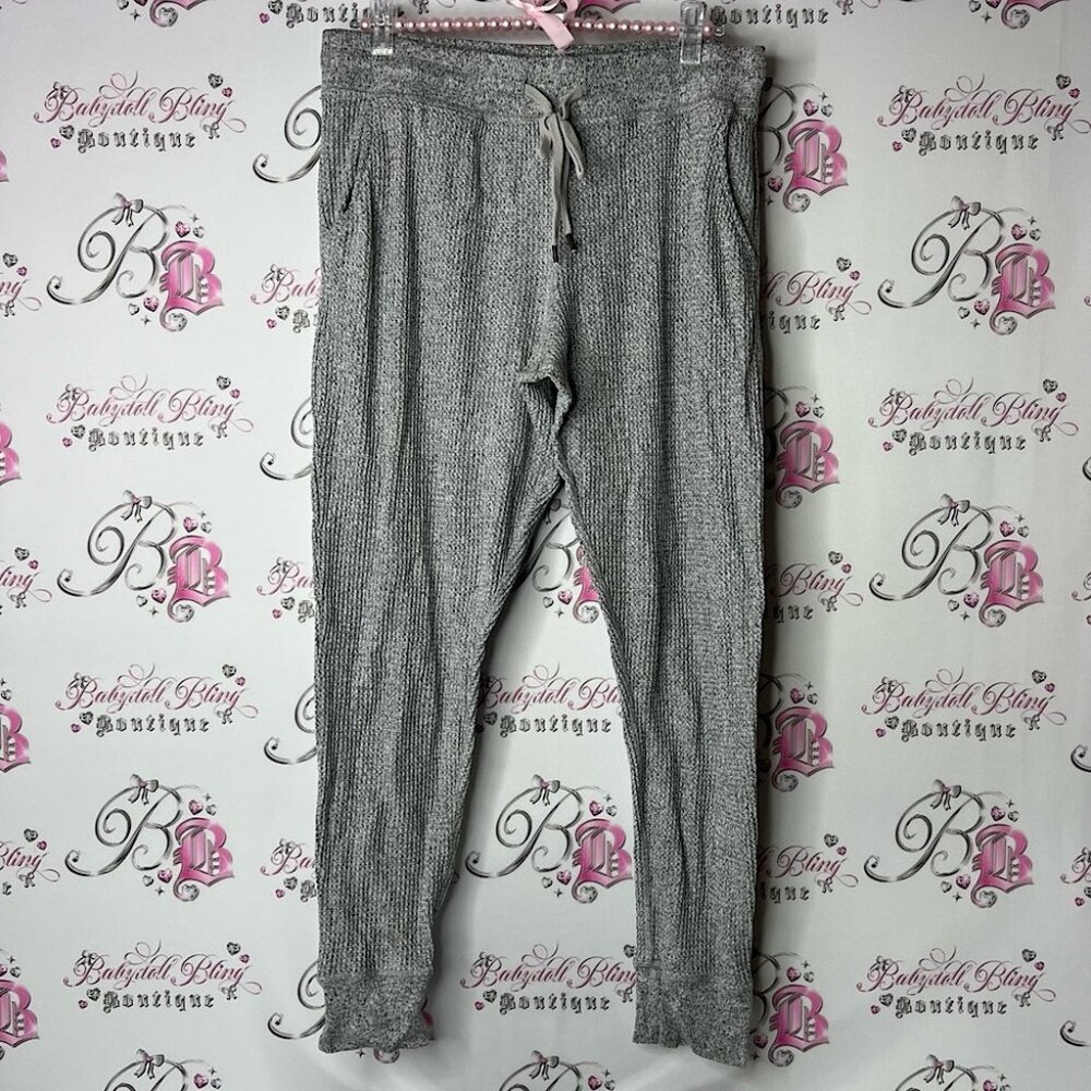 Papinelle pants waffle knit thermal lounge pants Gray Textured Lounge Pants